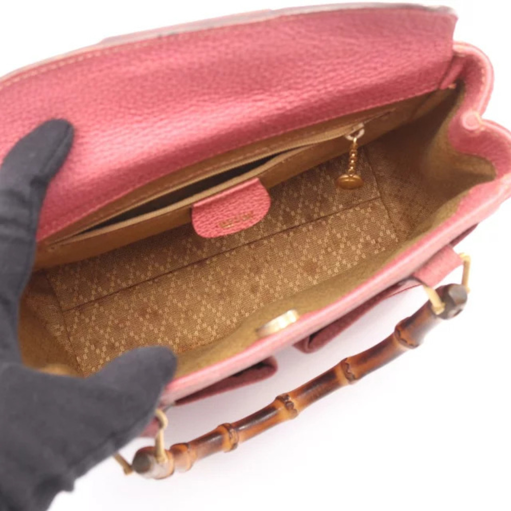 Gucci Bamboo Handbag Suede Leather Pink - Picture 3 of 8